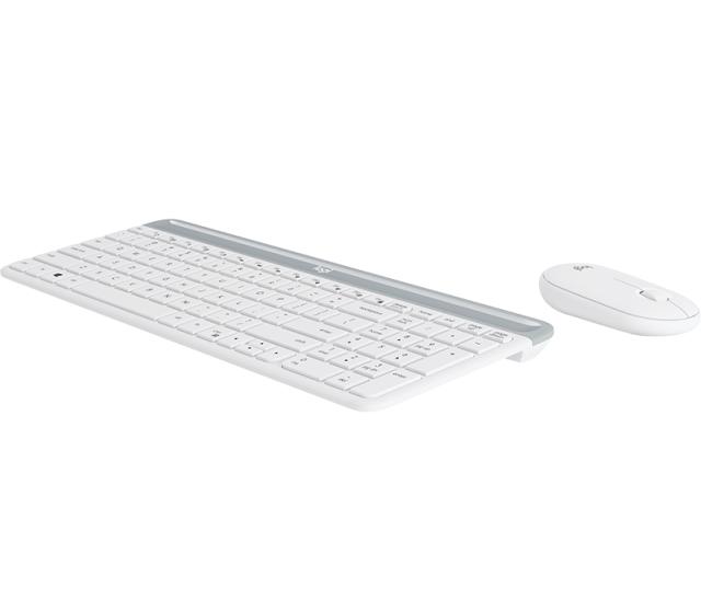 Комплект клавиатура и мишка Logitech Slim Combo MK470 Wireless, безшумни, бели