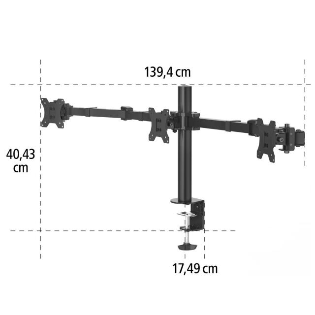 Стойка за монитор HAMA, 3 монитора, регулируемa на височина, 13" - 27"