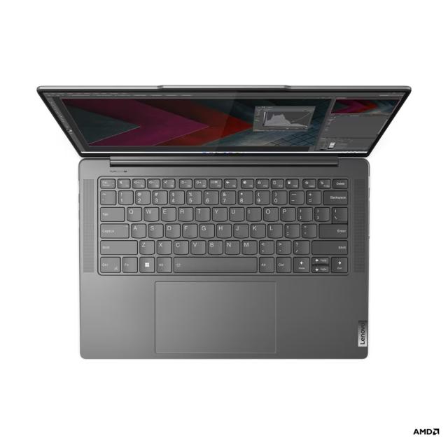 Лаптоп Lenovo Yoga Pro 7 14ARP8, AMD Ryzen 5 7535HS, 6C (3.3 / 4.5 GHz, 16MB), 14.5" (36.83 cm) 3K 120Hz, NVIDIA GeForce RTX 3050 6GB, 16GB LPDDR5, 1TB SSD PCIe 4, Free DOS