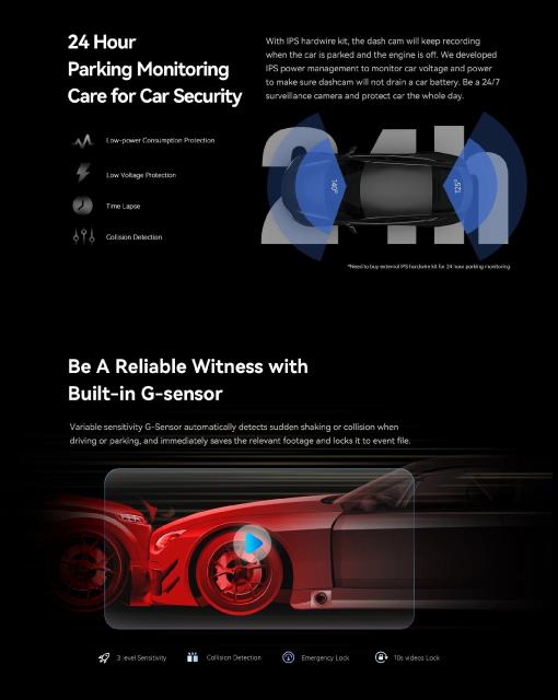 DDPAI Видеорегистратор Dash Cam Set Mola N3 PRO GPS, 2K, 5 MP, WiFi, Черен 