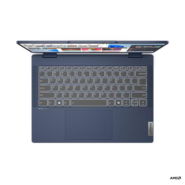 Лаптоп Lenovo IdeaPad 5 2-in-1 14AHP9, 14.0" (35.56 cm), Full HD+, Touchscreen , AMD Ryzen 5 8645HS 6C (4.3/5.0GHz, 16MB), AMD Radeon 760M, 16GB LPDDR5x, 512GB SSD, Windows 11 Home
