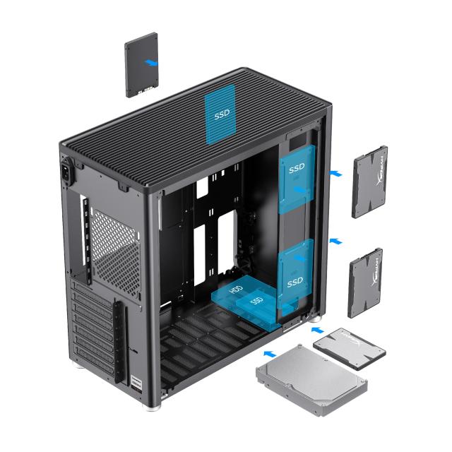 Кутия Gamemax MeshBOX Black, Middle Tower, 1 x USB 3.1 Type-C, 1 x USB 3.0, ATX/mATX/Mini-ITX