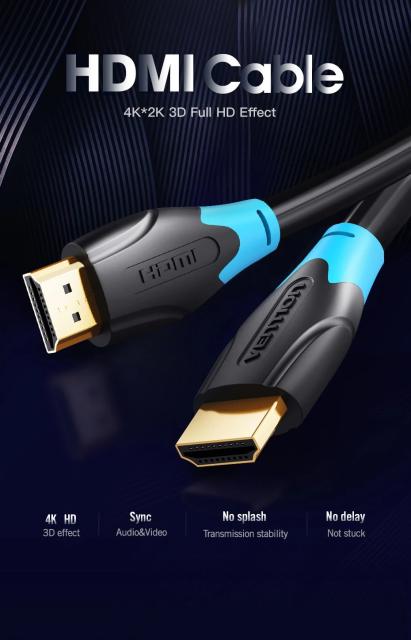 Кабел Vention HDMI (м) към HDMI (м), 4K/60Hz Gold, v2.0, 8 м