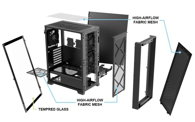 Кутия Montech AIR 100 LITE, TG, Middle Tower, 2 x USB 3.0, 1 x USB 2.0, ATX mATX Mini-ITX, Black