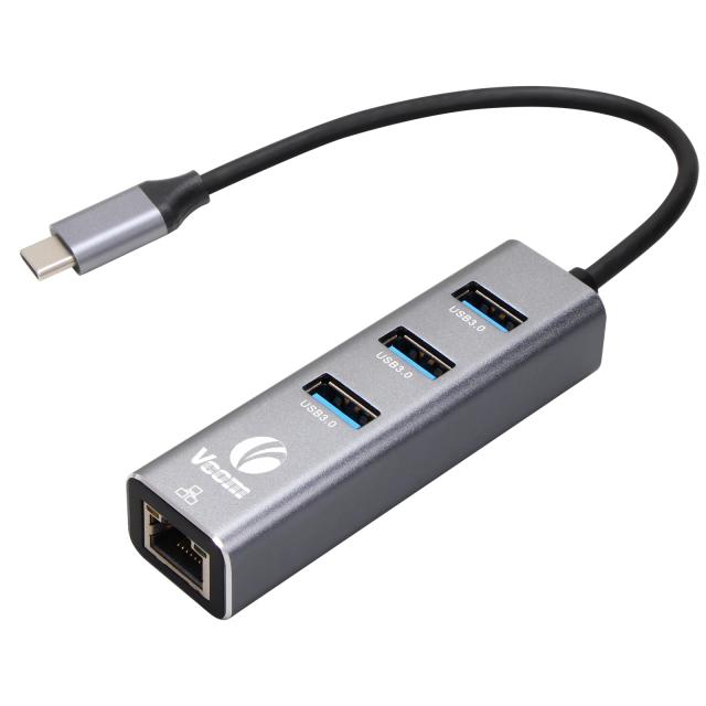 Мултипортов адаптер VCom USB Type-C към USB 3.0 x 3 + LAN
