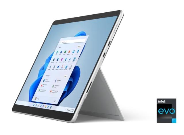 Лаптоп Microsoft Surface Pro 8, Quad-core 11th Gen Intel Core i5-1135G7 Processor, 13” (2880 x 1920) PixelSense Flow Display, Intel Iris X Graphics, 16GB RAM, 256GB SSD, Windows 11 Home, Platinum