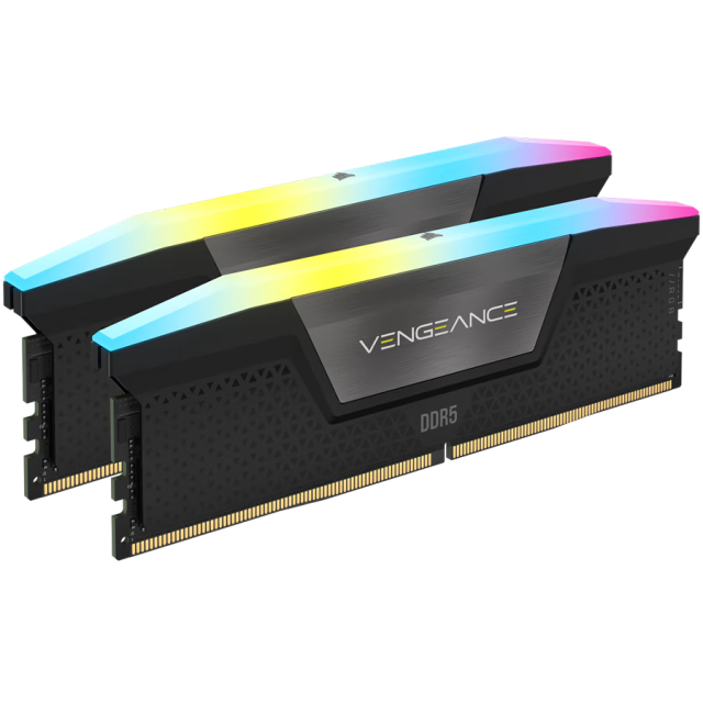 Памет Corsair VENGEANCE RGB Black Heatspreader, 32GB (2x16GB) DDR5 4800MHz/6400MT/s, LC36, 1.35V