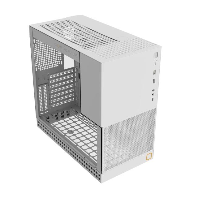 Кутия Geometric Future Model 4 King Arthur White, Middle Tower, 1 x USB 3.2 Gen 2 Type-C, 2 x USB 3.0, EATX/ATX/mATX/Mini-ITX