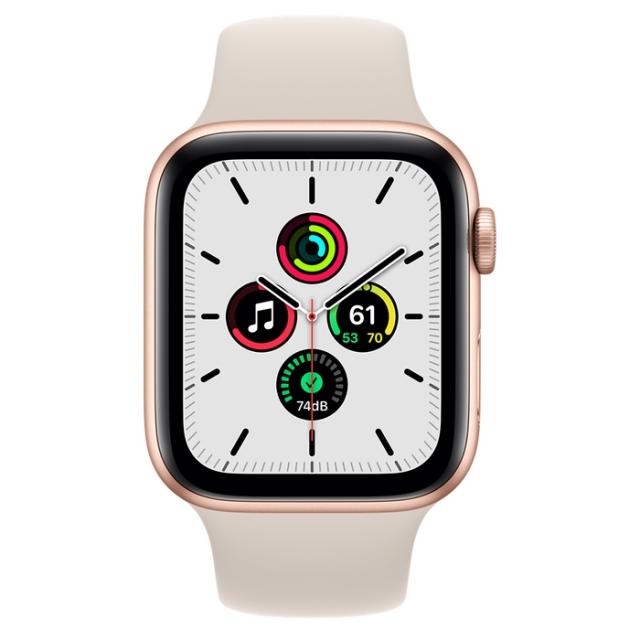 Часовник Apple Watch SE (v2) GPS, 44mm Gold Aluminium Case with Starlight Sport Band - Regular