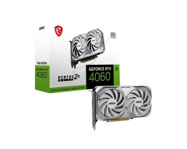 Видео карта MSI Nvidia GeForce RTX4060 VENTUS 2X WHITE 8G, 8GB GDDR6, 128-bit, HDMi, 3xDP