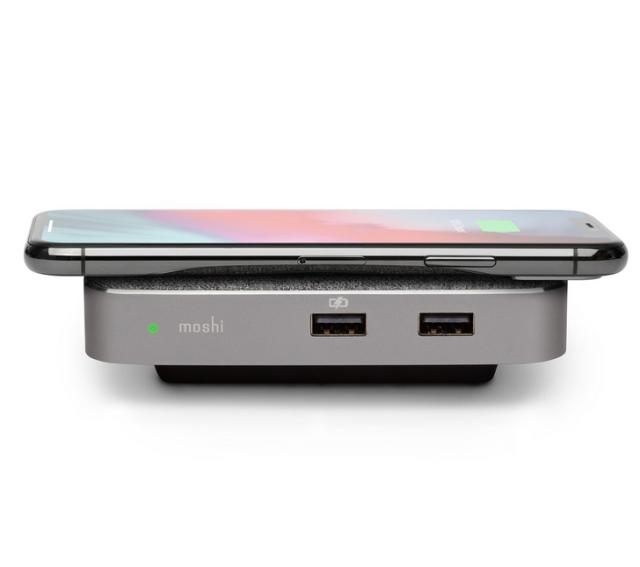 Докинг станция Moshi Symbus Q, Qi Wireless Charging pad, Compact USB-C dock, Thunderbolt 3 compatible, HDMI out, 2x USB 3.1 Gen 1, Gigabit Ethernet, Nordic Gray