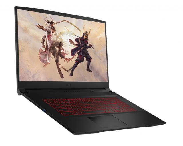 Лаптоп MSI Katana GF76 11UC, RTX3050 GDDR6 4GB, 17.3" FHD 1920x1080 IPS, 144Hz, Tiger Lake i7-11800H (8C/16T, up to 4.60 GHz, 24MB), 8GB (1x8) DDR4 3200, 512GB PCIe Gen4x4 SSD, Intel Wi-Fi 6, BT5.1, Single backlight KB (Red), 3 cell, 53.5 Whr, NO OS,