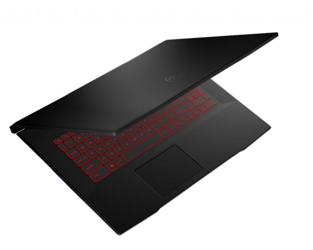 Лаптоп MSI Katana GF76 11UC, RTX3050 GDDR6 4GB, 17.3" FHD 1920x1080 IPS, 144Hz, Tiger Lake i7-11800H (8C/16T, up to 4.60 GHz, 24MB), 8GB (1x8) DDR4 3200, 512GB PCIe Gen4x4 SSD, Intel Wi-Fi 6, BT5.1, Single backlight KB (Red), 3 cell, 53.5 Whr, NO OS,