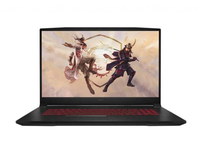 Лаптоп MSI Katana GF76 11UE, RTX3060 GDDR6 6GB, 17.3" FHD (1920x1080), 144Hz, i7-11800H (8C/16T, up to 4.60 GHz, 24MB), 16GB (2x8) DDR4 3200, 512GB PCIe Gen3x4 SSD, Intel Wi-Fi 6, BT5.1, Single backlight KB (RED), 3 cell, 53.5 Whr, NO OS, Black, 2Y, 