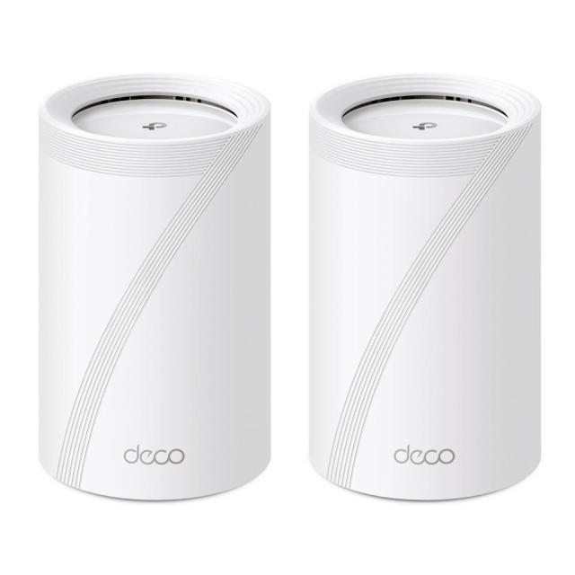 Мрежови комплект Mesh TP-Link BE65 Wi-Fi 7 BE9300 (2 pack), 9214Mbps, 2.4GHz (574 Mbps)/ 5GHz (2880Mbps)/ 6GHz (5760Mbps), Wireless BE, 4 x 10/100/1000/2500 Mbps RJ45, 1 x USB-A 3.0, 4 вътрешни антени