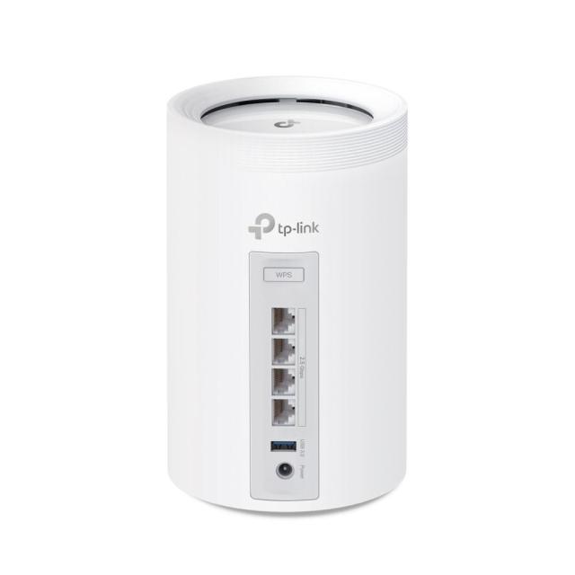 Мрежови комплект Mesh TP-Link BE65 Wi-Fi 7 BE9300 (2 pack), 9214Mbps, 2.4GHz (574 Mbps)/ 5GHz (2880Mbps)/ 6GHz (5760Mbps), Wireless BE, 4 x 10/100/1000/2500 Mbps RJ45, 1 x USB-A 3.0, 4 вътрешни антени