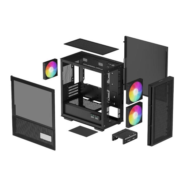 Кутия DeepCool CH360 DIGITAL Black, Mini Tower, 1x USB 3.0, 1x USB 3.1 Type-C, 1x HD Audio, microATX / Mini-ITX