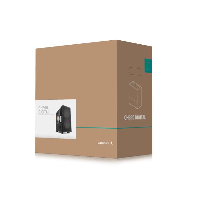 Кутия DeepCool CH360 DIGITAL Black, Mini Tower, 1x USB 3.0, 1x USB 3.1 Type-C, 1x HD Audio, microATX / Mini-ITX