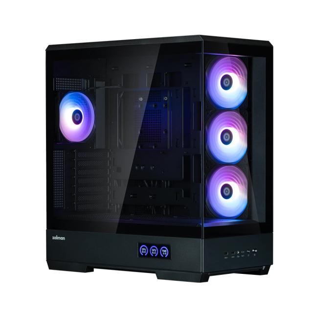 Кутия за компютър Zalman P50 DS RGB Black, Middle Tower, 1x USB Type-C, 2x USB 3.0, 1x HD Audio, ATX / mATX / Mini-ITX