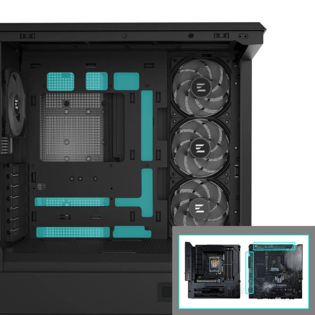 Кутия за компютър Zalman P50 DS RGB Black, Middle Tower, 1x USB Type-C, 2x USB 3.0, 1x HD Audio, ATX / mATX / Mini-ITX