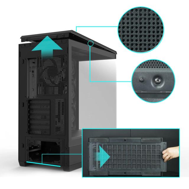Кутия за компютър Zalman P50 DS RGB Black, Middle Tower, 1x USB Type-C, 2x USB 3.0, 1x HD Audio, ATX / mATX / Mini-ITX