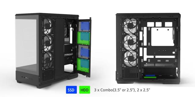 Кутия за компютър Zalman P50 DS RGB Black, Middle Tower, 1x USB Type-C, 2x USB 3.0, 1x HD Audio, ATX / mATX / Mini-ITX