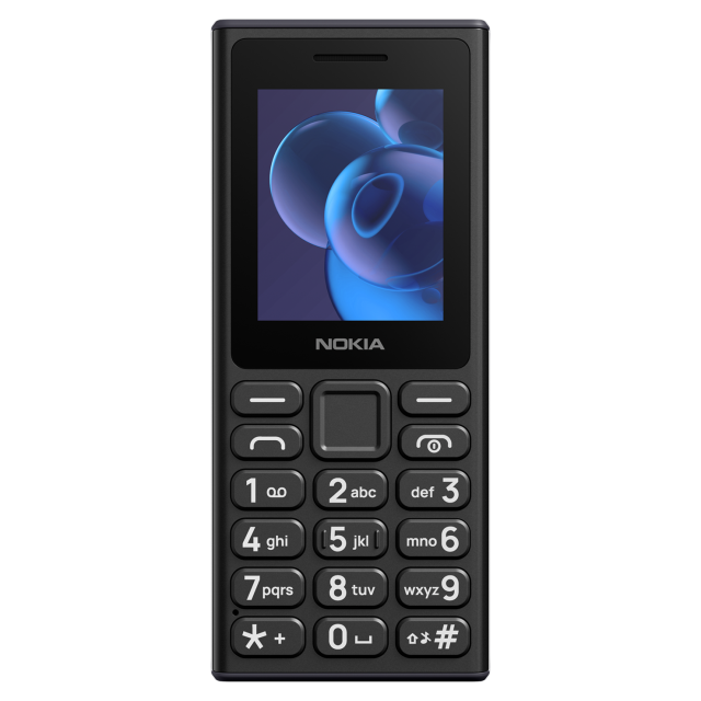 Телефон Nokia 110  DS BLACK 2025, 2" (5.08 cm) TFT QVGA LED, 4MB RAM, 4MB Flash памет (+ microSD), Bluetooth, USB Type-C