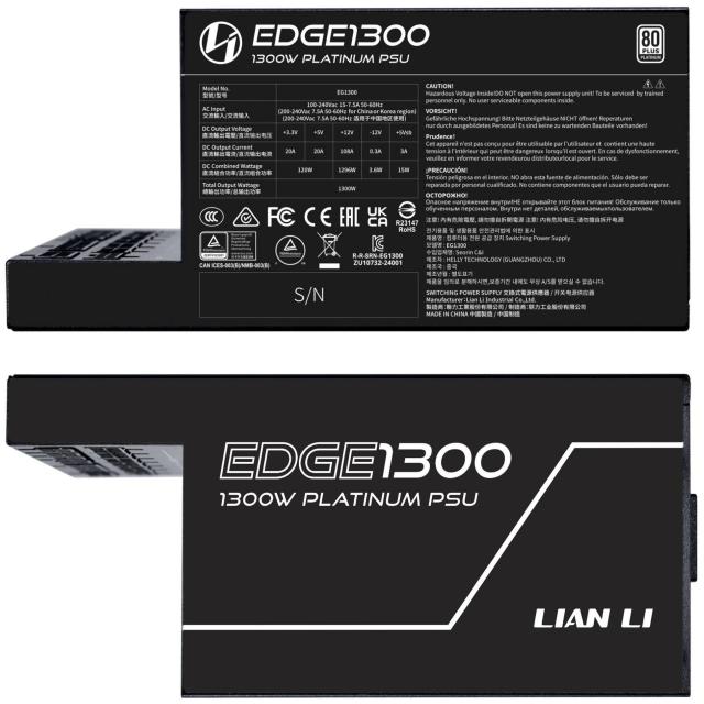 Захранване Lian Li EDGE EG1300 Black 1300W 80+ Platinum PCIe 5.1, ATX 3.1