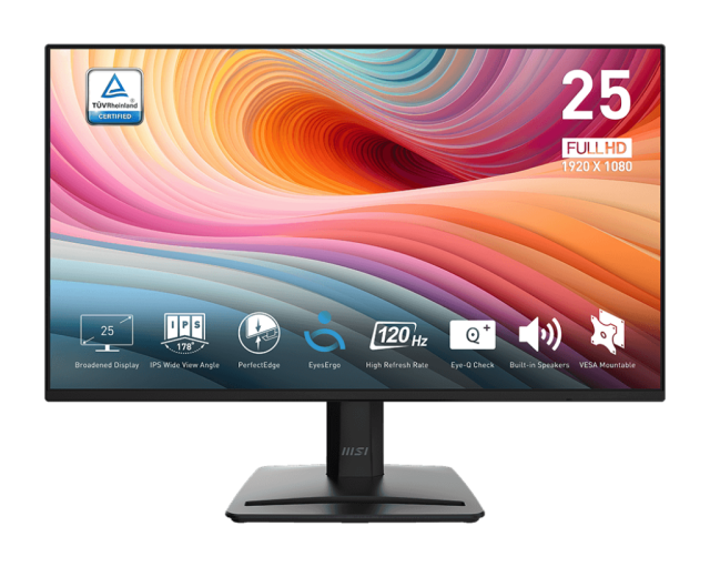 Монитор MSI Pro MP252 E2, 24.5" (62.23cm) IPS панел, 120Hz, Full HD, 1ms, 300cd/m2, HDMi, DP