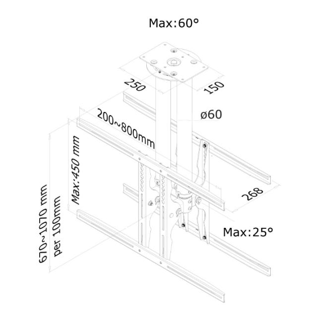 Стойка Neomounts by NewStar Flat Screen Ceiling Mount (Height: 64-104 cm)