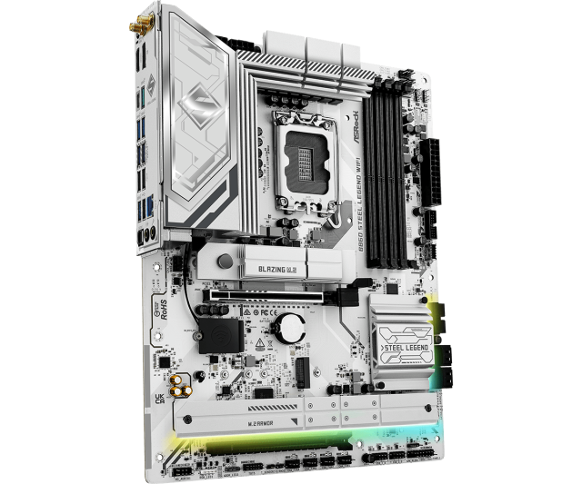 Дънна платка ASRock B860 STEEL LEGEND WIFI 6E, LGA1851, 4x DDR5, 3x M.2, 4x SATA 6Gb/s, Wi-Fi 6E, BLUETOOTH 5.3, HDMI, DP, ATX