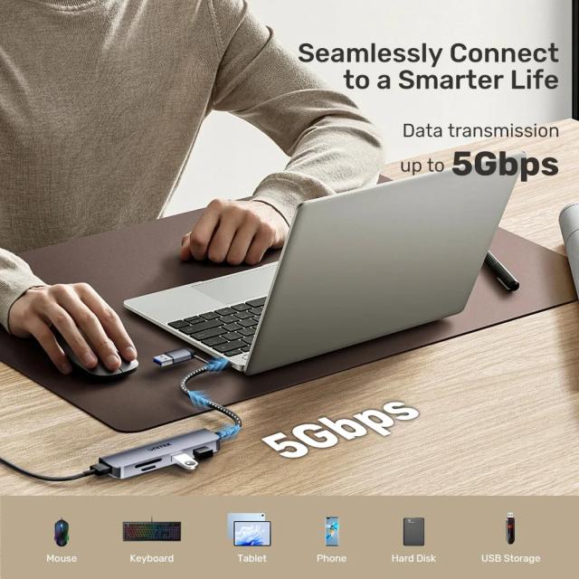 USB хъб Unitek 3-портов, 3 x USB 3.0, USB Type-C/USB-A