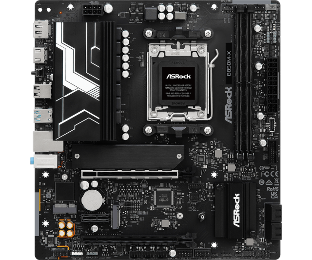 Дънна платка ASRock B850M-X, AM5, 2x DDR5, 2x M2, 4x SATA 6Gb/s, HDMI, DP, Micro ATX