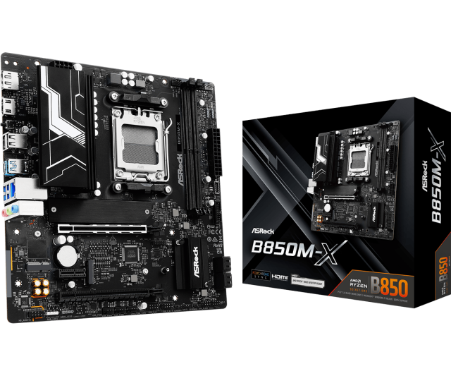 Дънна платка ASRock B850M-X, AM5, 2x DDR5, 2x M2, 4x SATA 6Gb/s, HDMI, DP, Micro ATX