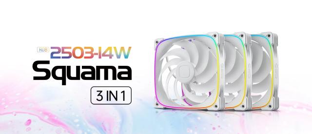 Комплект вентилатори Geometric Future Squama 2503W-14, 3 x 140mm, ARGB, 4 pin PWM, White