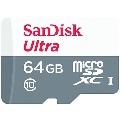 Карта памет SANDISK Ultra microSDXC UHS-I 64GB, Class 10, скорост на четене 100MB/s