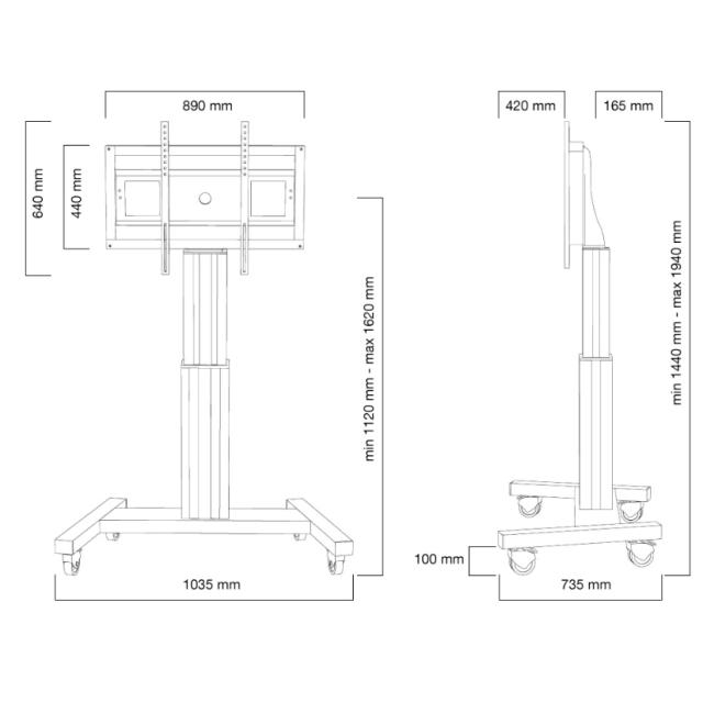 Стойка Neomounts by NewStar Motorised Mobile Floor Stand - VESA 200x200 up to 800x600