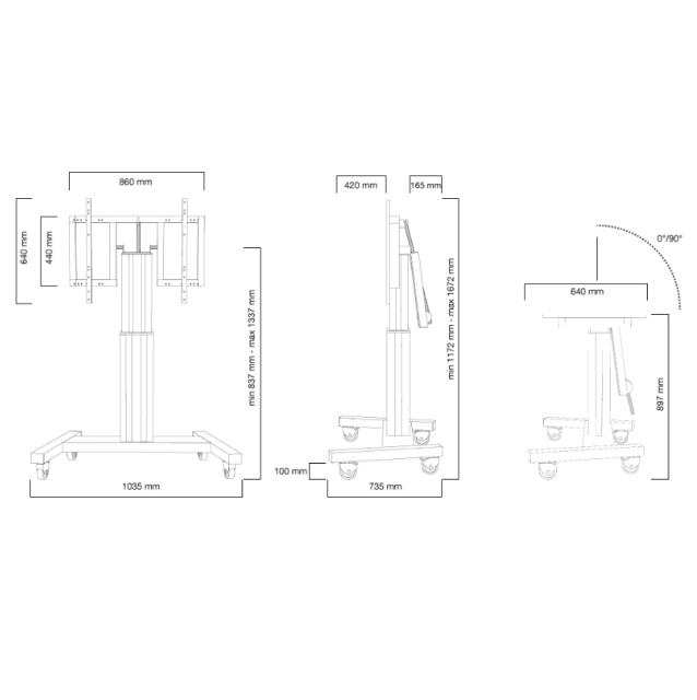 Стойка Neomounts by NewStar Motorised Mobile Floor Stand (90° tilt) - VESA 200x200 up to 800x600