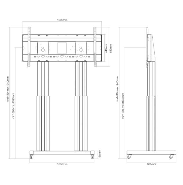 Стойка Neomounts by NewStar Motorised Mobile Floor Stand - VESA 300x200 up to 1200x600