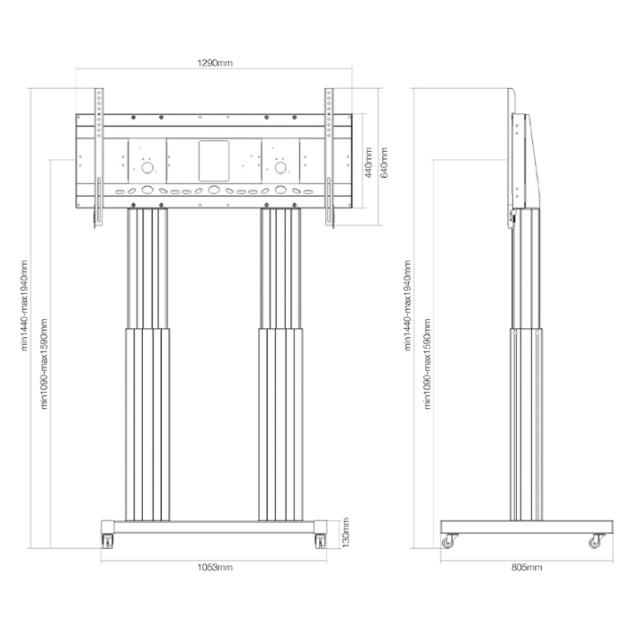 Стойка Neomounts by NewStar Motorised Mobile Floor Stand - VESA 300x200 up to 1200x600