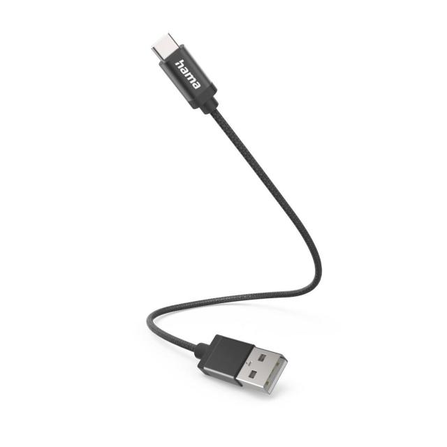 HAMA Кабел за зареждане, USB Type-C - USB-A, 0.2 м, USB 2.0, черен