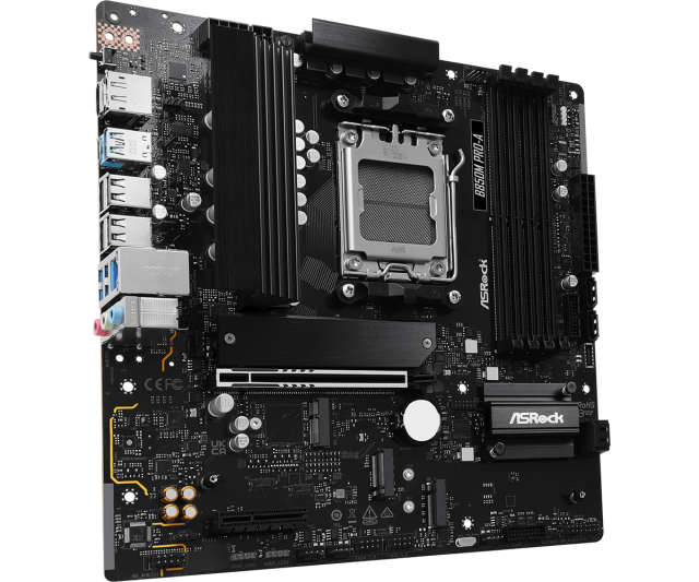 Дънна платка ASRock B850M PRO-A, AM5, 4x DDR5, 3x M.2, 4x SATA 6Gb/s, HDMI, DP, Micro ATX