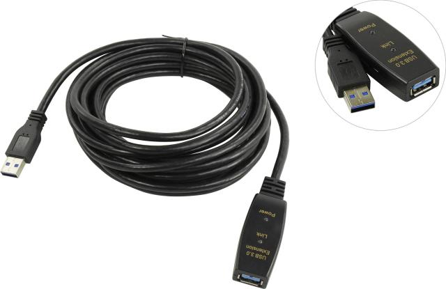 Кабел VCom удължение USB 3.0 AM / AF Active Extension Cable, 5.0 m. 