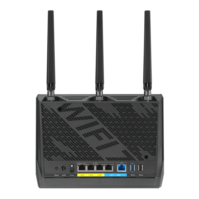 Рутер ASUS RT-BE86U WiFi 7 AiMesh, 2.4 / 5.0 GHz (1032+5764 Mbps), 1 x 10G WAN/LAN, 1 x 2.5G WAN/LAN, 3 x 2.5G LAN, 1 x USB 3.2 Gen1, 1 x USB 2.0 Gen, 3 x външни антени + 1 x вътрешна