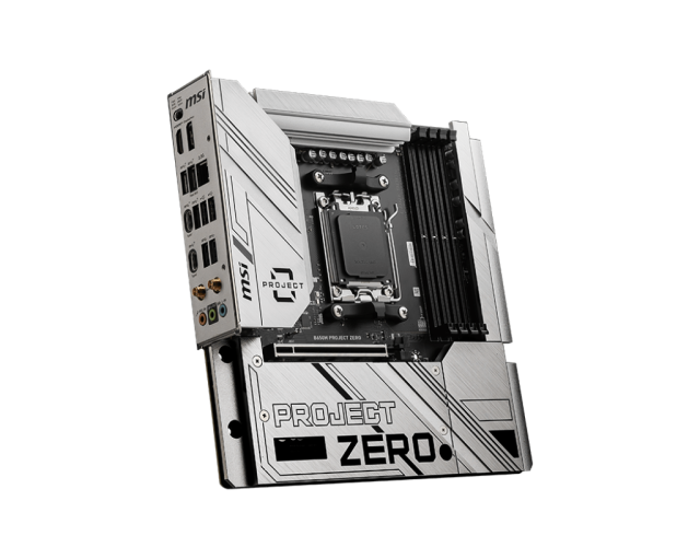 Дънна платка MSI B650M PROJECT ZERO, AM5, 4x DDR5, 2x M2, 4x SATA 6Gb/s, Wi-Fi 6E, Bluetooth 5.3, DP, HDMI, Micro ATX