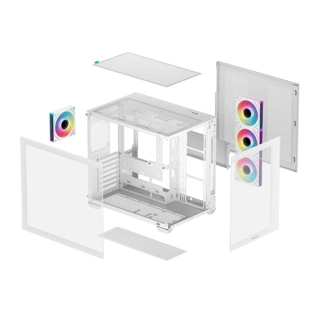 Кутия DeepCool CG530 4F White, Middle Tower, 2x USB3.0, 1x USB 3.2 Gen 2 Type-C, 1x HD Audio, Mini-ITX/Micro-ATX/ATX