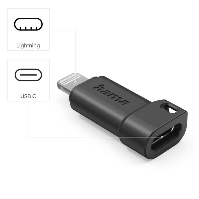 HAMA адаптер USB Type-C  към Apple Lightning Plug, черен