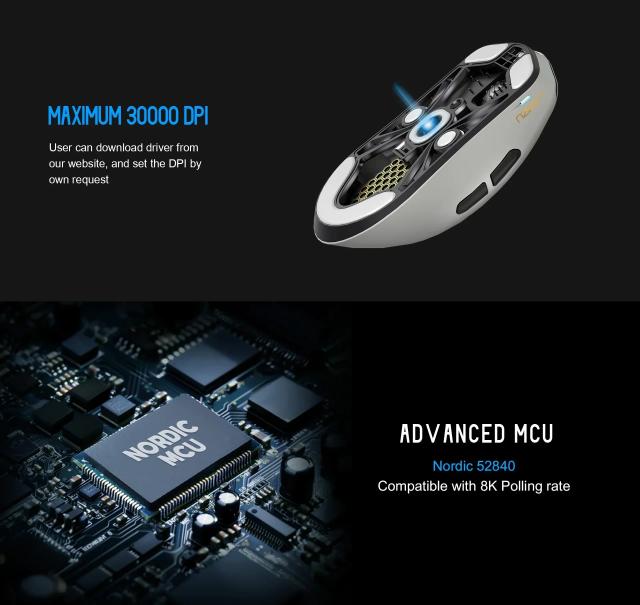 Геймърска мишка Lamzu MAYA X 8K, оптична, 30 000 dpi, Wireless, Light Pink