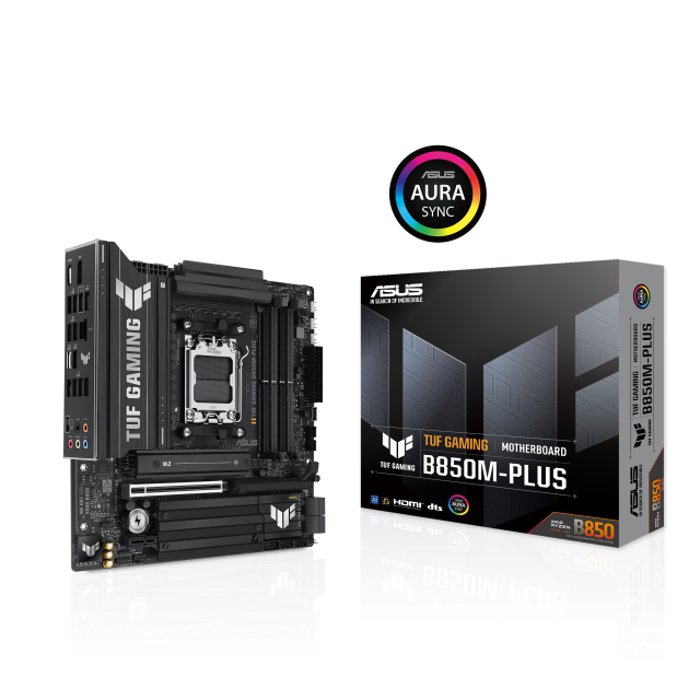 Дънна платка ASUS TUF GAMING B850M-PLUS, AM5, 4x DDR5, 3x M.2, 4x SATA 6Gb/s, HDMI, DP, Micro-ATX