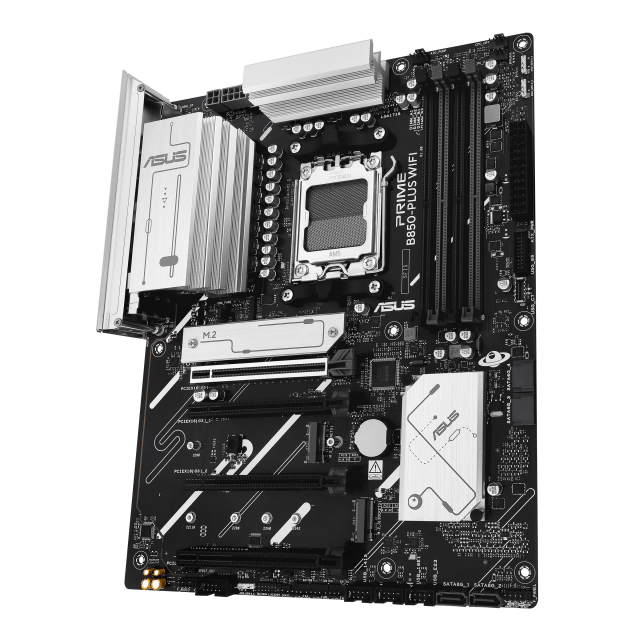 Дънна платка ASUS PRIME B850-PLUS WIFI 6E, AM5, 4x DDR5, 3x M.2, 4x SATA 6Gb/s, WIFI 6E, Bluetooth v5.3, HDMI, DP, ATX